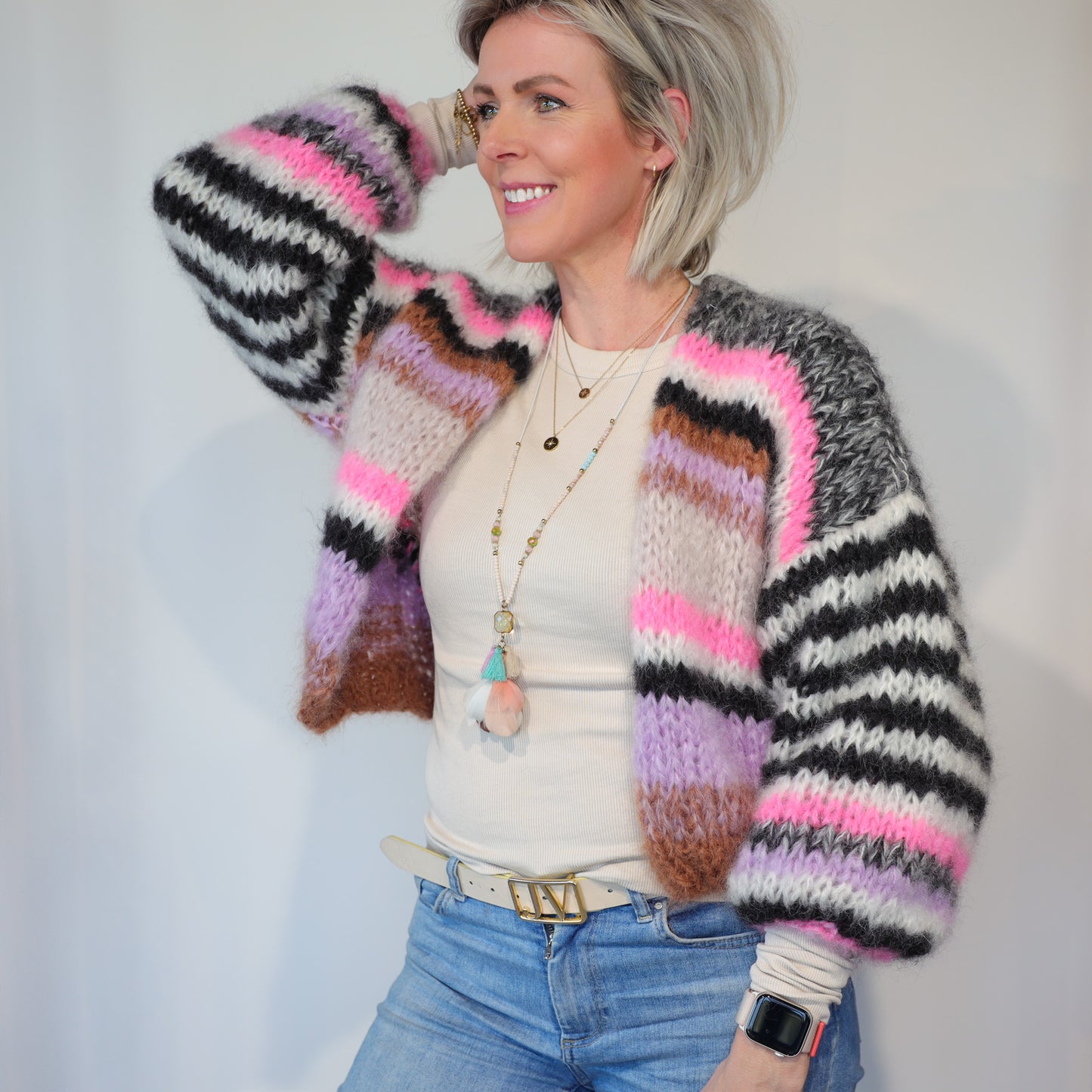 Strickset – Short Chunky Mohair Cardigan Alex No.12 (ENG-NL-DE)