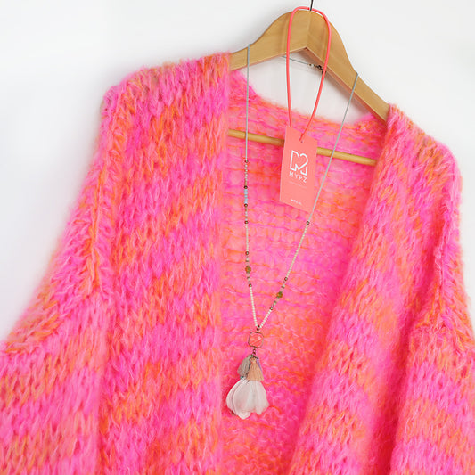 Strickset ā MYPZ Short Chunky Mohair Cardigan Orange-Pink No.15 (ENG-NL-DE)
