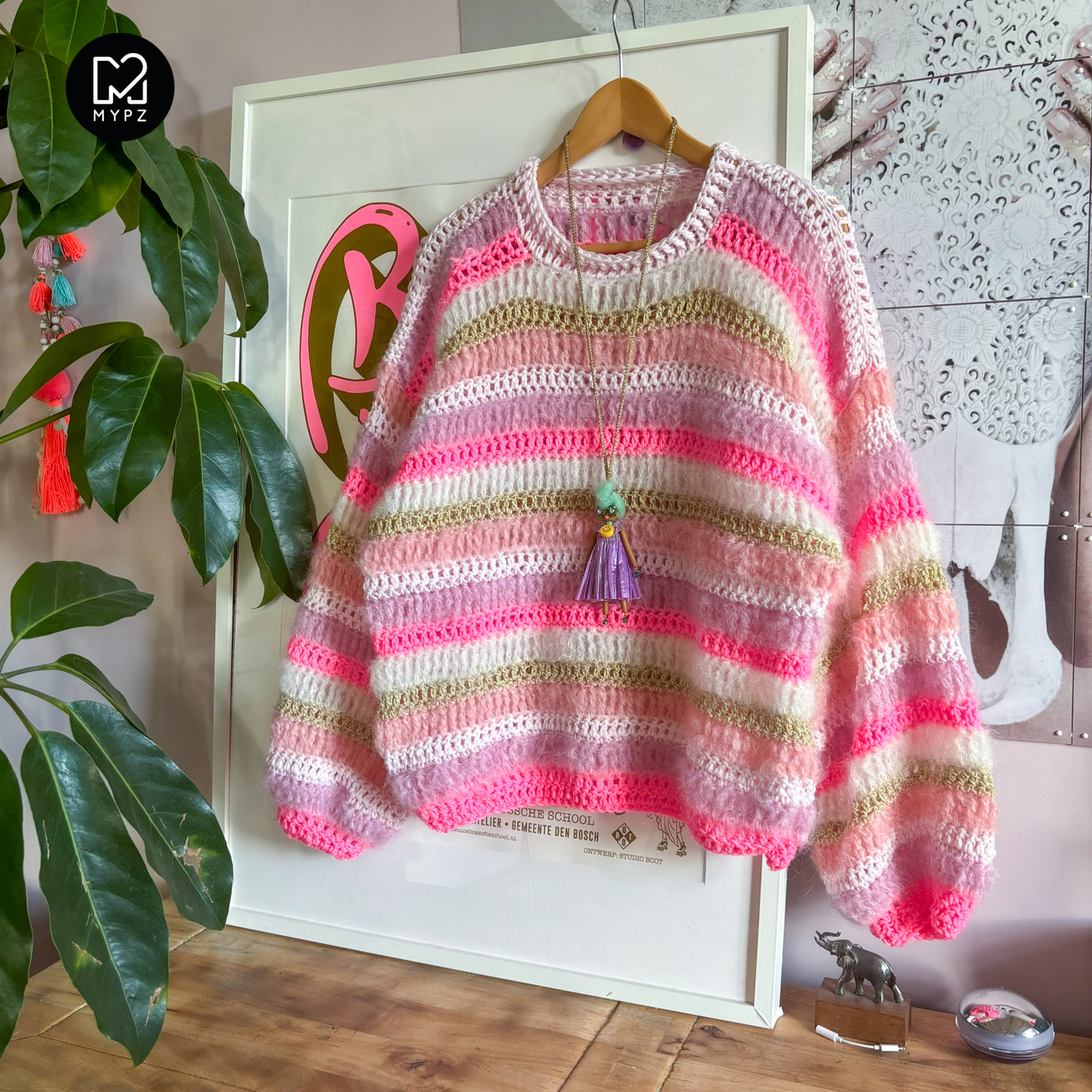 Häkelset – MYPZ Chunky mohair-merino pullover Jasmin (ENG-NL-DE)