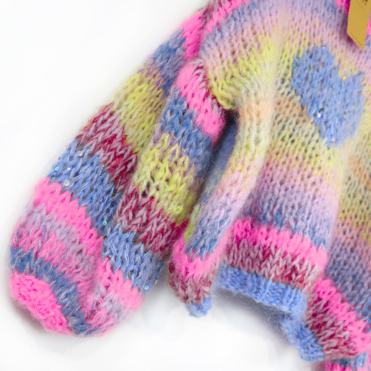Strickset – MYPZ kurzer, grob gestrickter Alpaka-Mohair-Pullover Sunset Rave No15 (ENG-DE-NL-ES-FR-IT-DA-SV-NO)