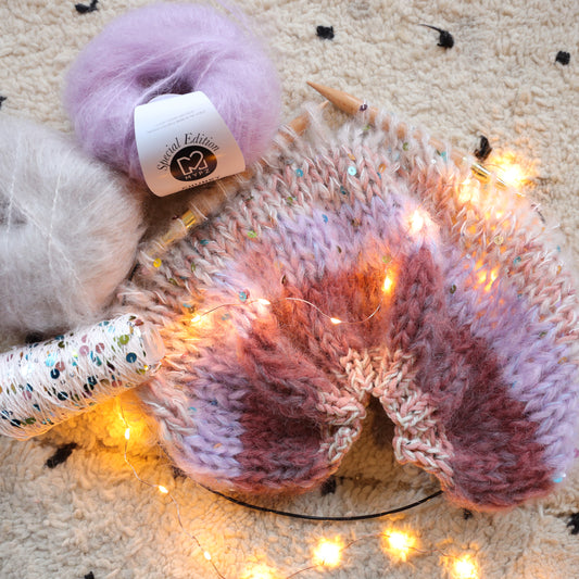 Strickset – Chunky Mohair Cardigan Whisper Rose No.12 (ENG-NL-DE)