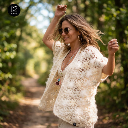 MYPZ Wildflower cardigan Shades of White