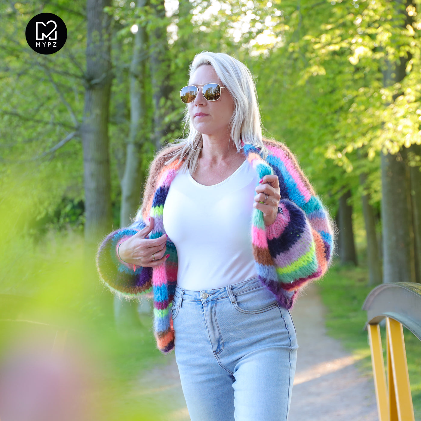 Strickanleitung – Chunky Mohair Cardigan Rainbow Medley No.12 (ENG-NL-DE)
