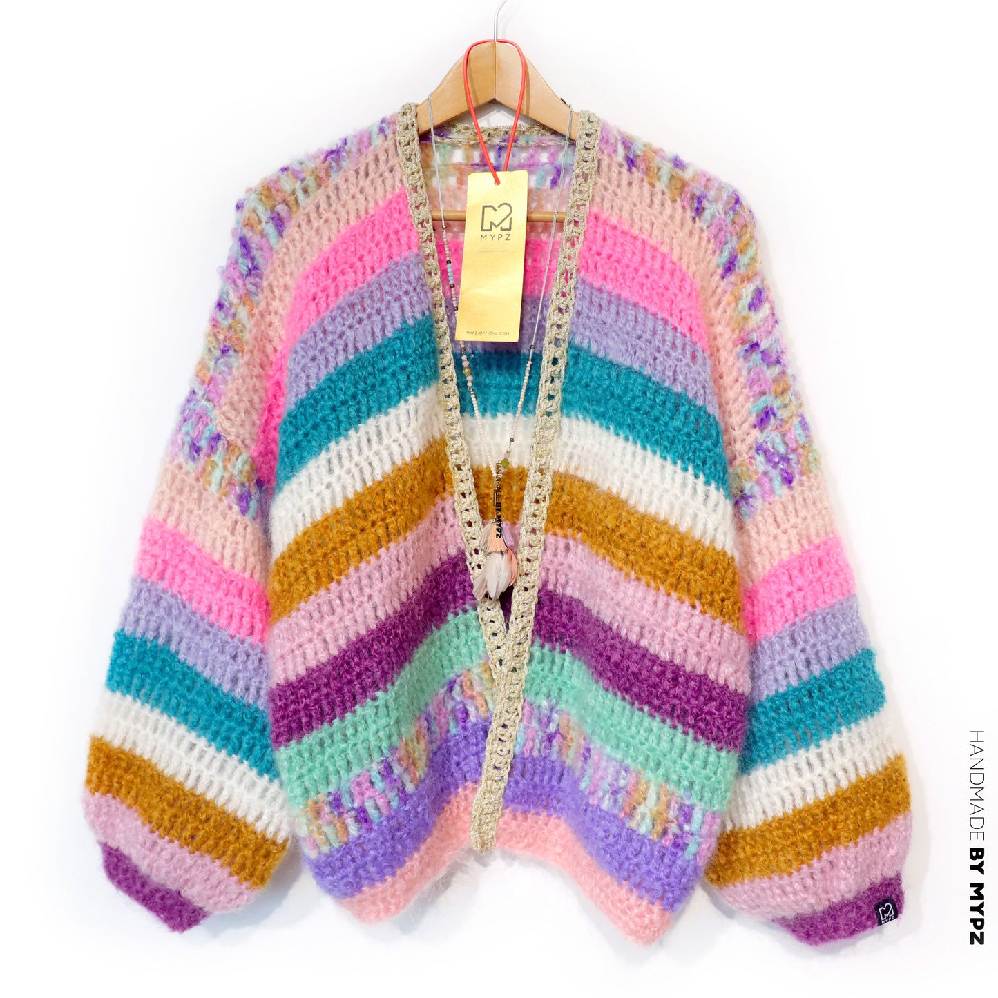 Häkelset - Chunky Mohair cardigan Sunset Glow (ENG-NL-DE)