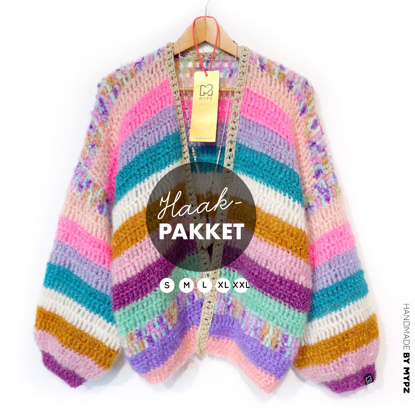 Häkelset - Chunky Mohair cardigan Sunset Glow (ENG-NL-DE)