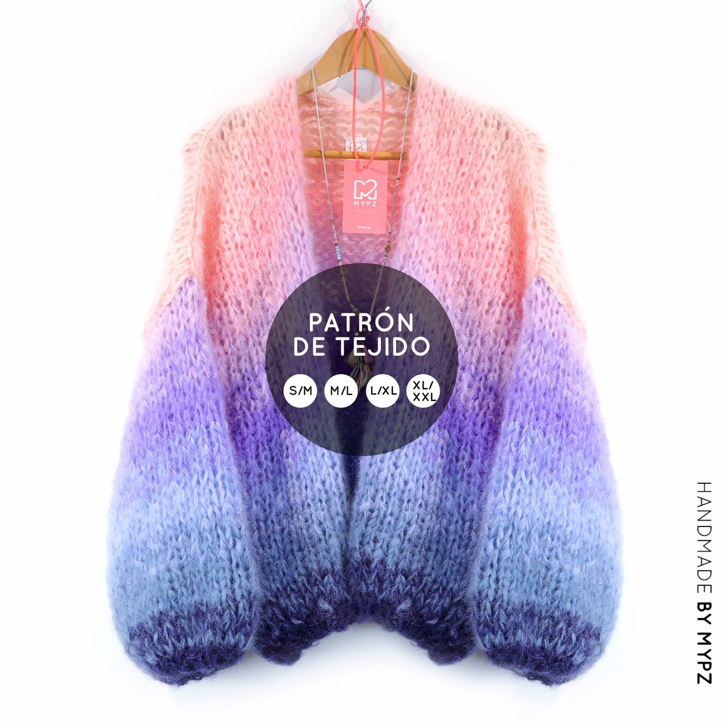 Knit pattern – MYPZ short chunky Mohair cardigan Blue Sky No15 (ENG-NL-DE-FR-ES)