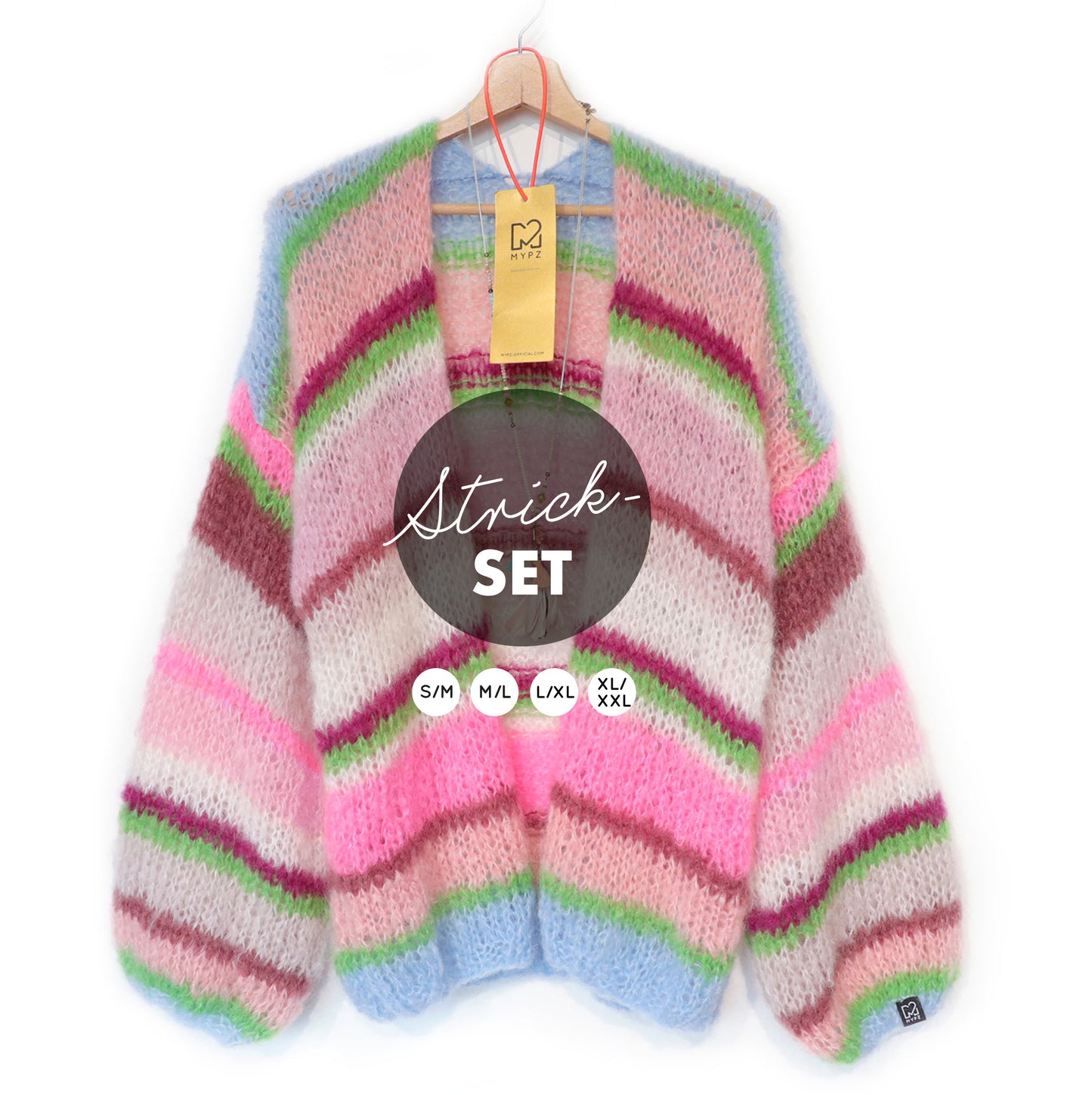 Strickset – MYPZ Light Mohair Cardigan Candy Clouds No10 (ENG-NL-DE)