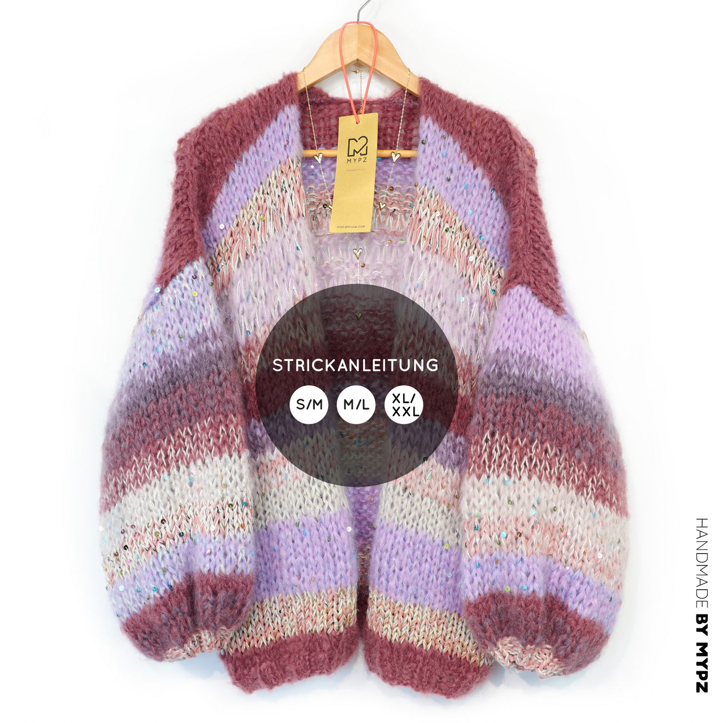 Strickanleitung – Chunky Mohair Cardigan Whisper Rose No.12 (ENG-NL-DE)