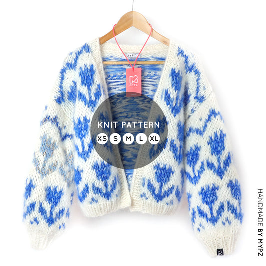 Strickanleitung – MYPZ Chunky Tulpen-Strickjacke Nr. 9 (ENG-NL-DE)