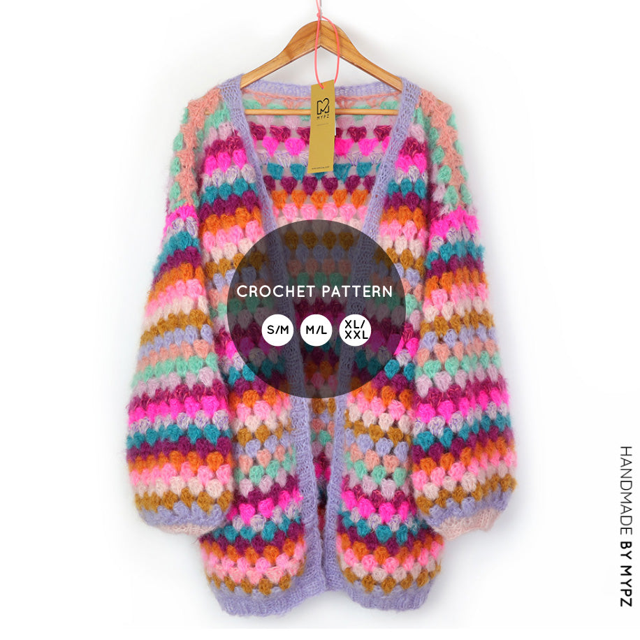 Crochet pattern - MYPZ Mohair Granny stripes cardigan Spirit (ENG-NL)
