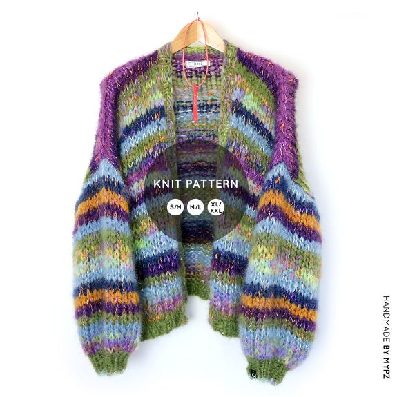 Knit pattern – MYPZ Chunky Mohair Cardigan with band along the fronts No.15  (ENG-NL)