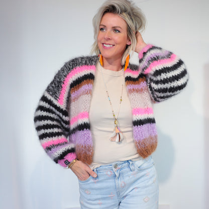 Knitting Kit – Short Chunky Mohair Cardigan Alex No.12 (ENG-NL-DE)
