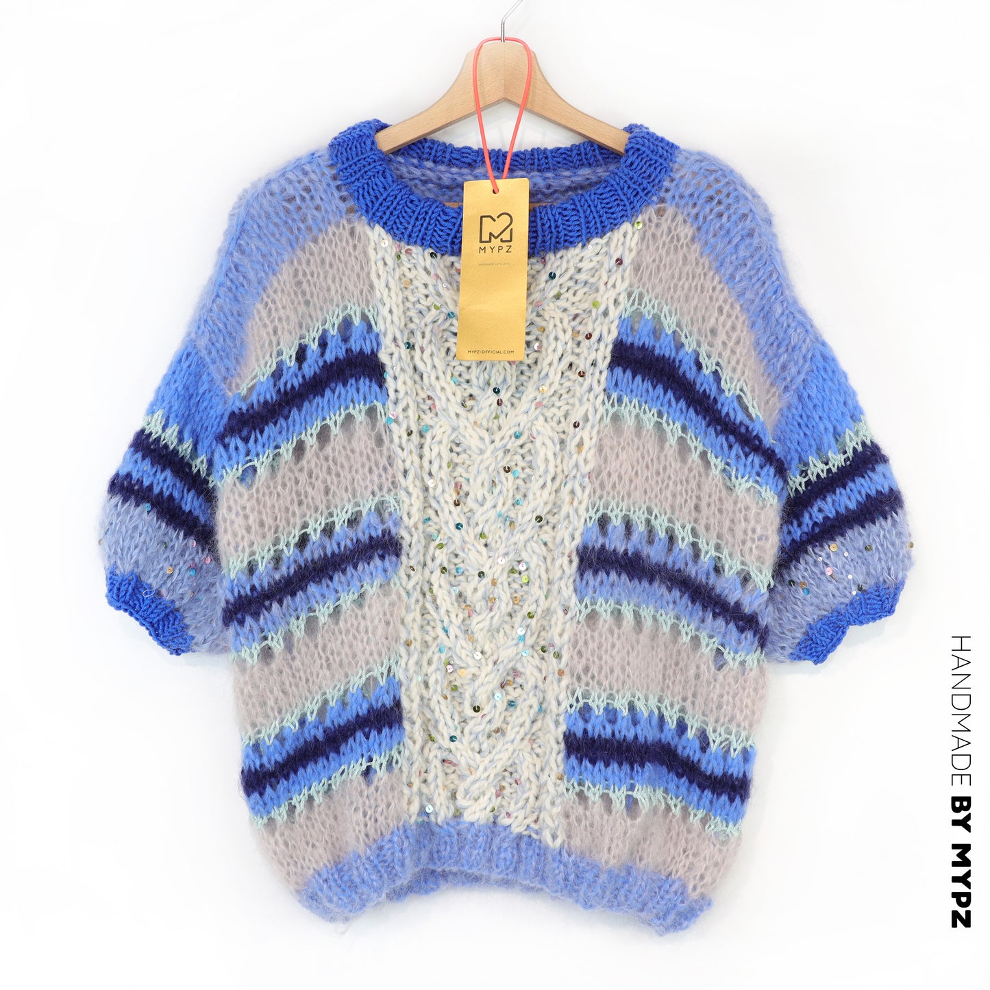 Strickanleitung – MYPZ  Light Alpaca Mohair Top Cable Heart Blue No10 (ENG-NL-DE)