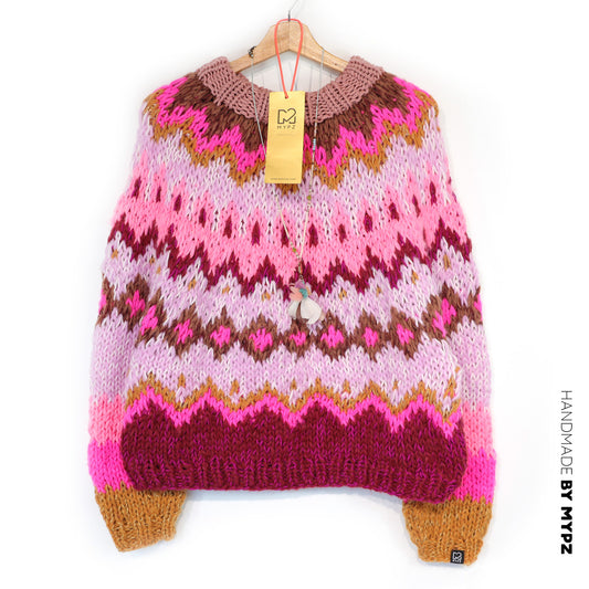 Strickset – MYPZ Chunky Topdown Alpaca-Pullover Himbeere Nr.12 (ENG-DE-NL-ES-FR-IT-DA-SV-NO)