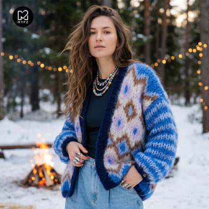 Strickanleitung – Chunky-Mohair-Jacke Alpine Breeze Nr.12 (ENG-DE-NL-ES-FR-IT-DA-SV-NO)