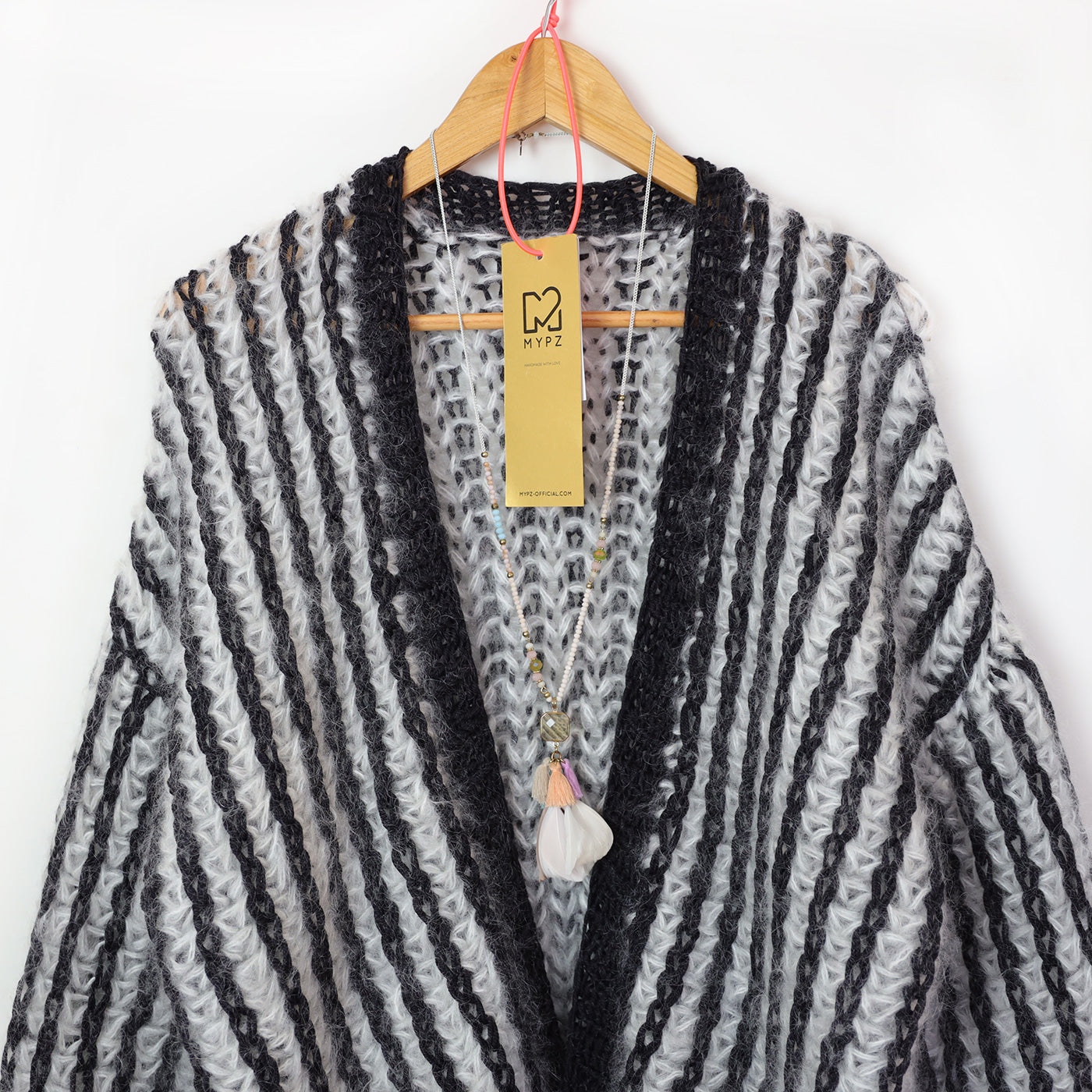 MYPZ Chunky Mohair Rib Cardigan Black & White