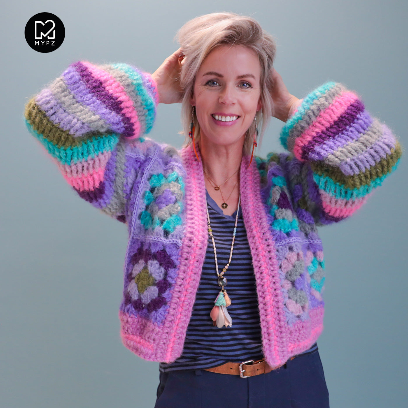 Crochet kit - MYPZ Granny mohair cardigan Purple Candy (ENG-NL-DE)