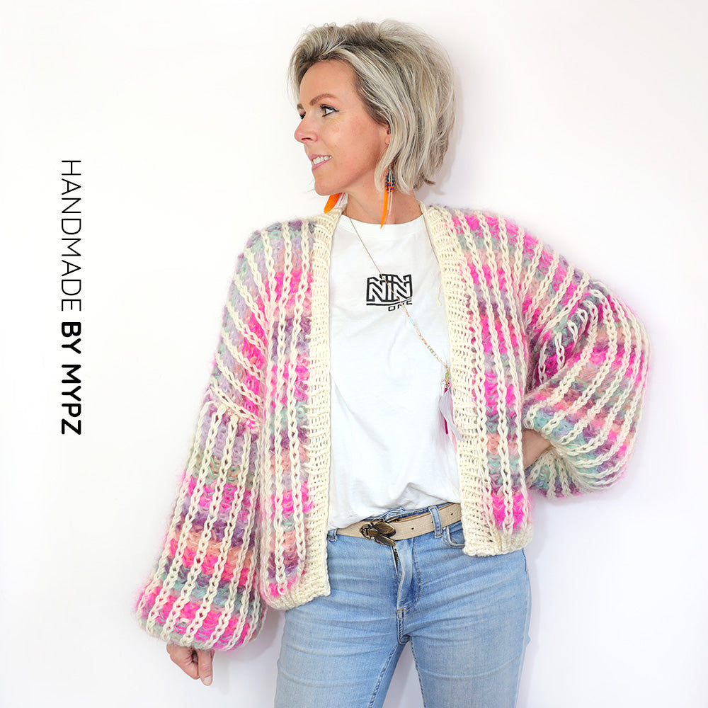 MYPZ Chunky Mohair Rib Cardigan Dusty Pink