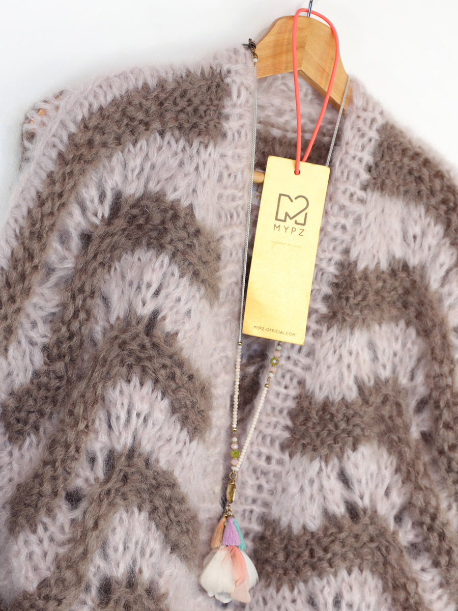 MYPZ Short Chunky-Mohair-Cardigan Stonies Wave