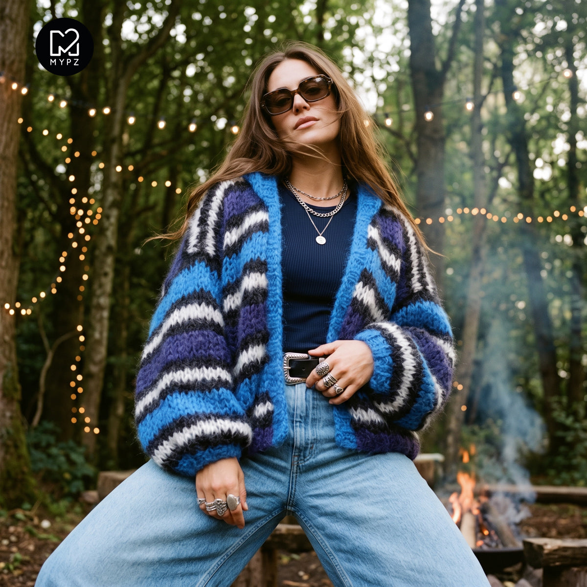 Strickmuster – MYPZ Hooded Chunky Mohair Bomber Cardigan Blue Nr.15 (ENG-DE-NL-ES-FR-IT-DA-SV-NO)