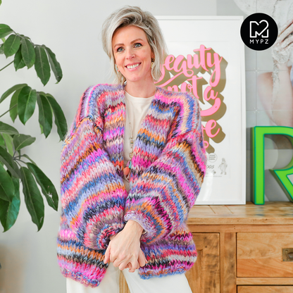 Strickanleitung – MYPZ basic chunky mohair cardigan Flirty Red  (ENG-NL-DE)