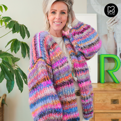 Strickanleitung – MYPZ basic chunky mohair cardigan Flirty Red  (ENG-NL-DE)