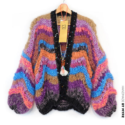 Knit Pattern – Short Chunky Mohair Cardigan Maple Wave No.12 (ENG-DE-NL-ES-FR-IT-DA-SV-NO)