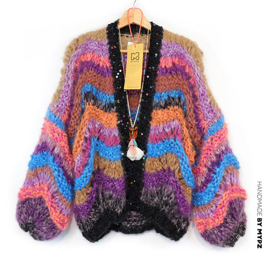 Knit Pattern – Short Chunky Mohair Cardigan Maple Wave No.12 (ENG-DE-NL-ES-FR-IT-DA-SV-NO)