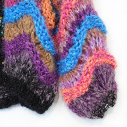 Knit Pattern – Short Chunky Mohair Cardigan Maple Wave No.12 (ENG-DE-NL-ES-FR-IT-DA-SV-NO)
