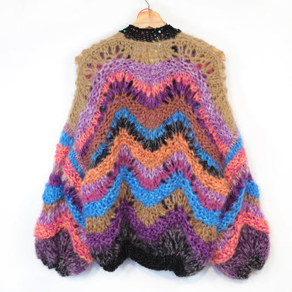 Knit Pattern – Short Chunky Mohair Cardigan Maple Wave No.12 (ENG-DE-NL-ES-FR-IT-DA-SV-NO)