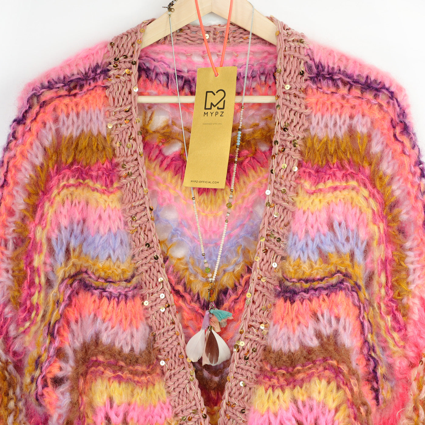 Strickset – Chunky Mohair cardigan Colorflow Wave No.12 (ENG-NL-DE)