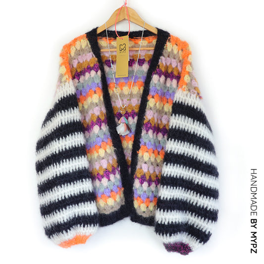Crochet kit - MYPZ Mohair Granny stripes cardigan Butterfly (ENG-NL)
