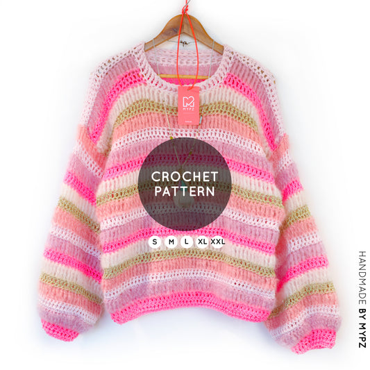 Crochet pattern – MYPZ Chunky pullover Jasmin (ENG-NL-DE)