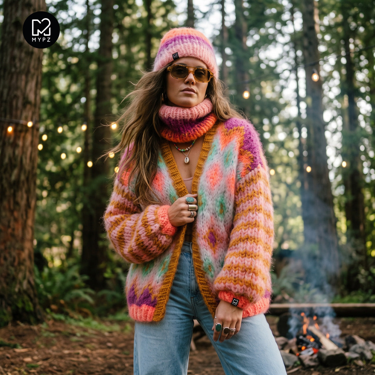 Strickanleitung – Grobstrickjacke aus Mohair Flora Nr. 12 (ENG-DE-NL-ES-FR-IT-DA-SV-NO)