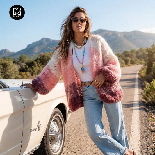 Strickset – MYPZ Chunky Mohair Cardigan Gradient Melon No. 15