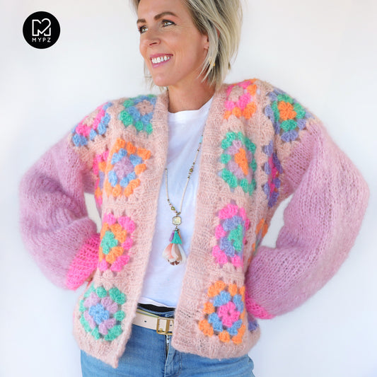 Häkelset - MYPZ Granny square mohair cardigan Marshmallow (ENG-NL-DE)