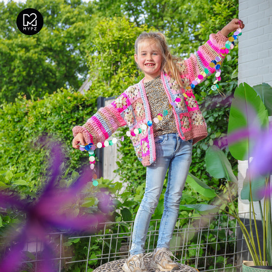 Häkelanleitung - Flowergranny-Cardigan Fusion für Kinder (ENG-NL)