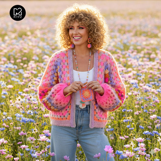 Crochet kit - MYPZ Hexagon Cardigan Pink Vibes (ENG-NL-DE)