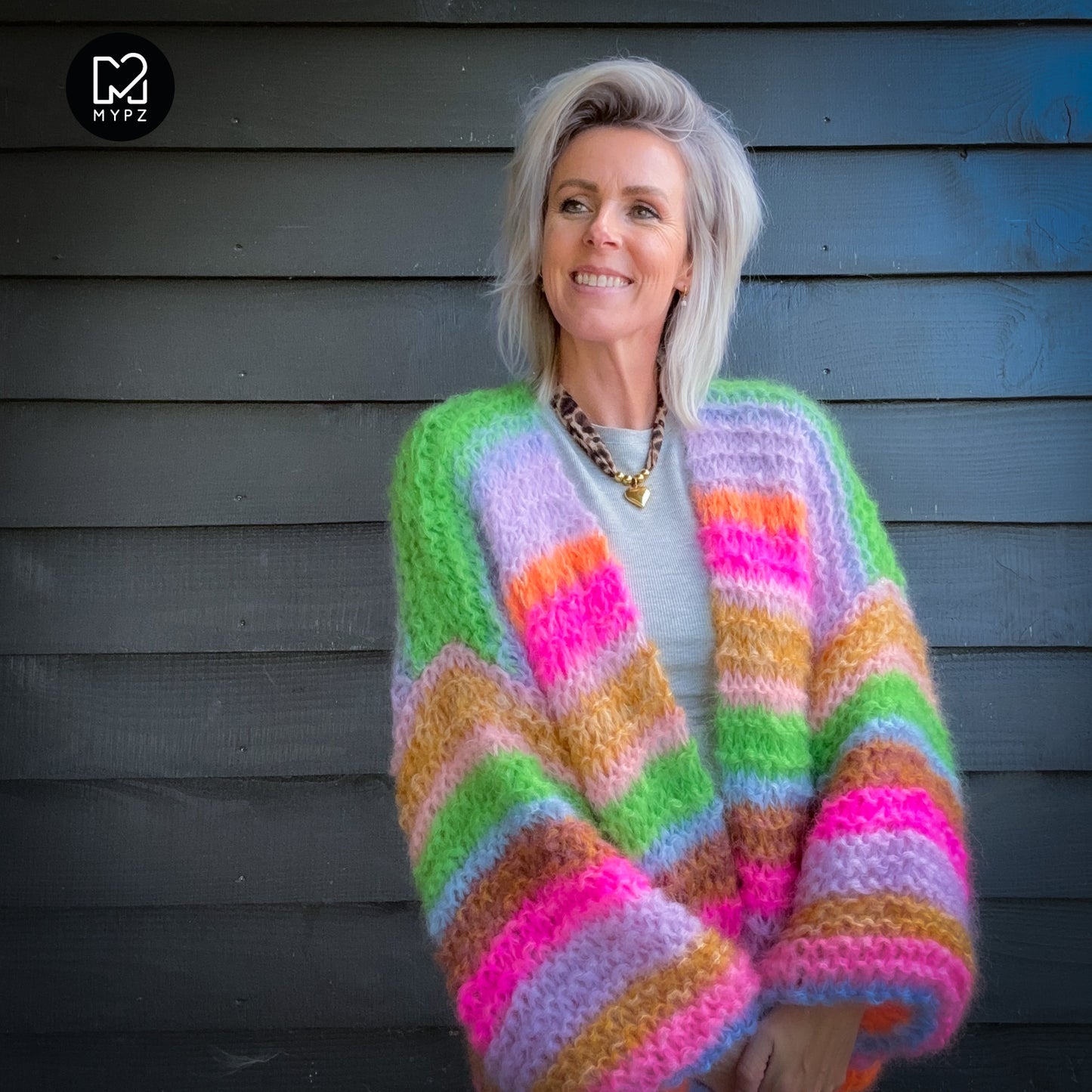 Strickanleitung – MYPZ Chunky Mohair Cardigan Rainbow Sorbet No.15 (ENG-NL-DE)