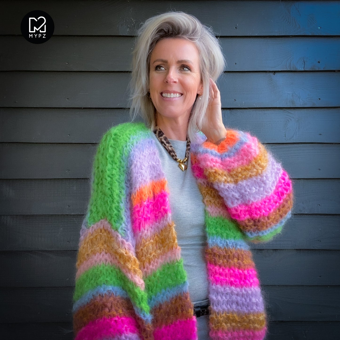 Strickanleitung – MYPZ Chunky Mohair Cardigan Rainbow Sorbet No.15 (ENG-NL-DE)