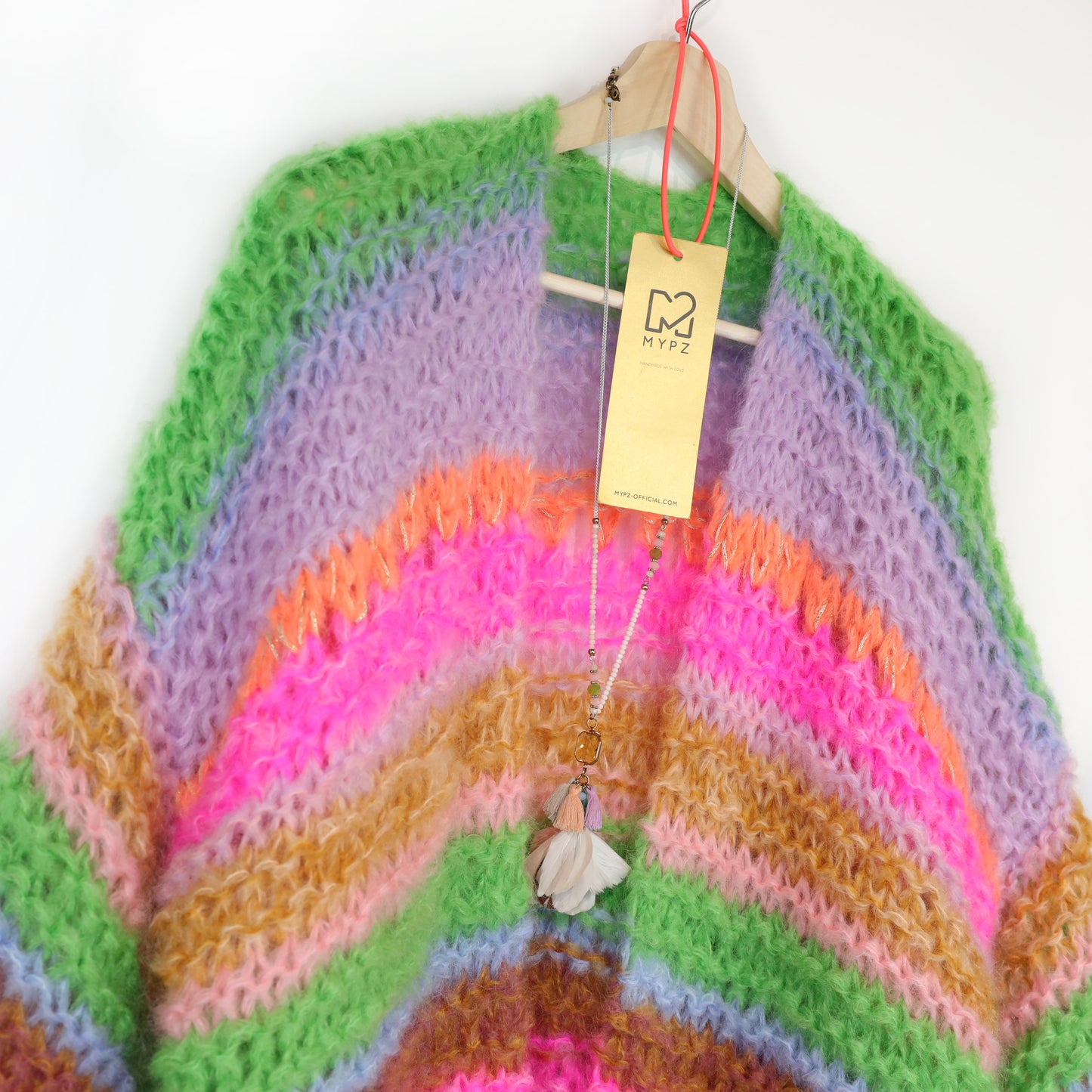 Strickanleitung – MYPZ Chunky Mohair Cardigan Rainbow Sorbet No.15 (ENG-NL-DE)