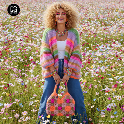 Strickanleitung – MYPZ Chunky Mohair Cardigan Rainbow Sorbet No.15 (ENG-NL-DE)