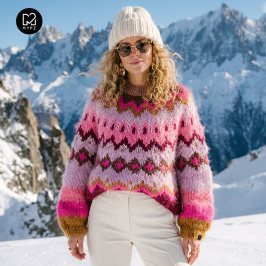 Strickset – MYPZ Chunky Topdown Alpaca-Pullover Himbeere Nr.12 (ENG-DE-NL-ES-FR-IT-DA-SV-NO)