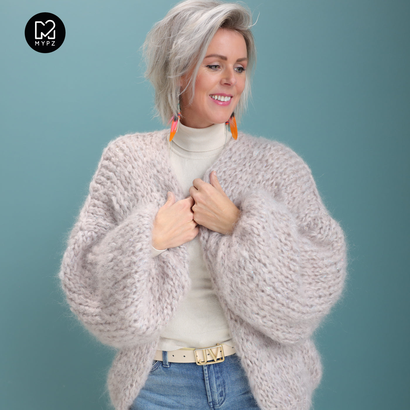 Strickset – MYPZ Kurze Chunky Mohair Cardigan Sparkling Sand No.15 (ENG-NL-DE)