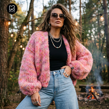 Strickset – MYPZ kurzer Chunky-Cardigan aus Alpaka-Mohair Pecan Dream Nr.15 (ENG-DE-NL-ES-FR-IT-DA-SV-NO)