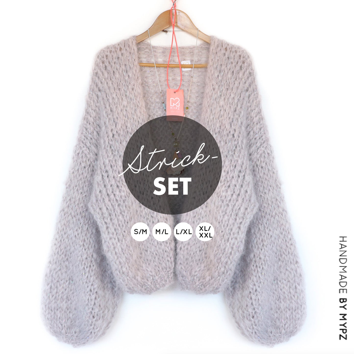 Strickset – MYPZ Kurze Chunky Mohair Cardigan Sparkling Sand No.15 (ENG-NL-DE)