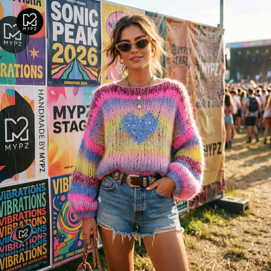 Knitting Kit – MYPZ Short Chunky Alpaca-Mohair Pullover Sunset Rave No15 (ENG-NL-DE)