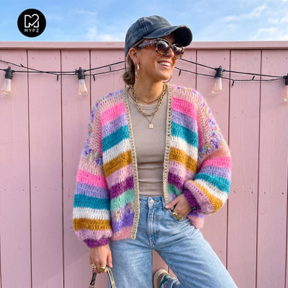 Häkelset - Chunky Mohair cardigan Sunset Glow (ENG-NL-DE)