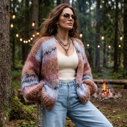 MYPZ  Chunky Mohair Cardigan Walnut No15