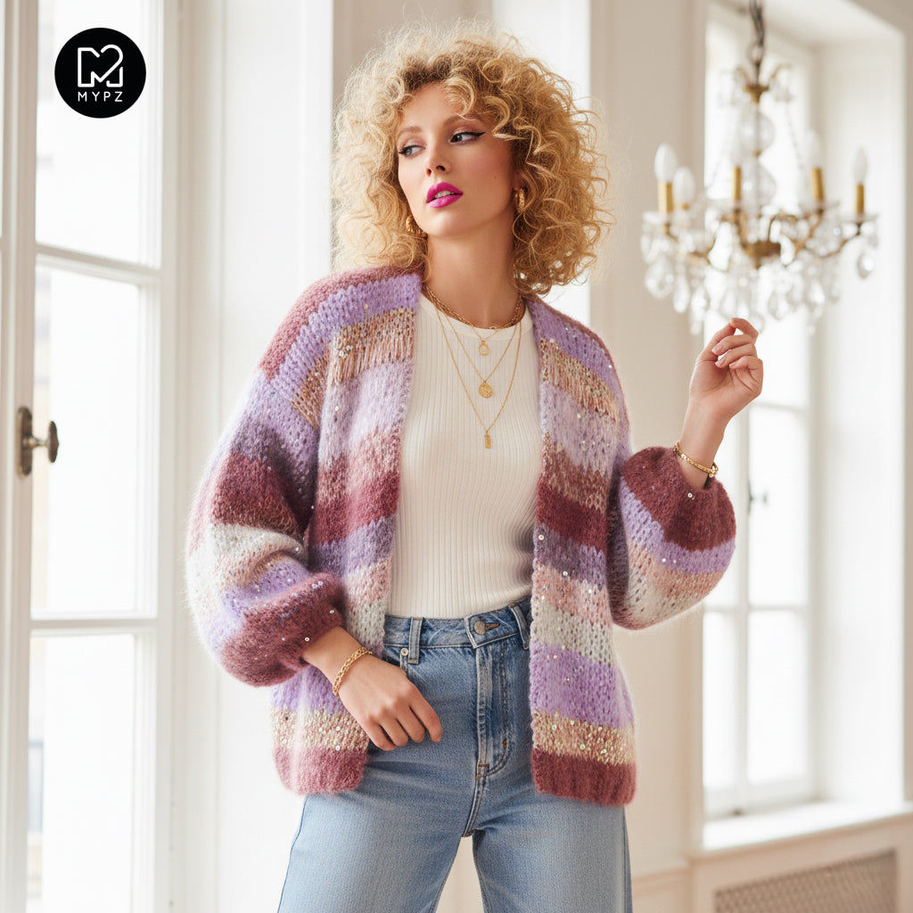 Strickanleitung – Chunky Mohair Cardigan Whisper Rose No.12 (ENG-NL-DE)